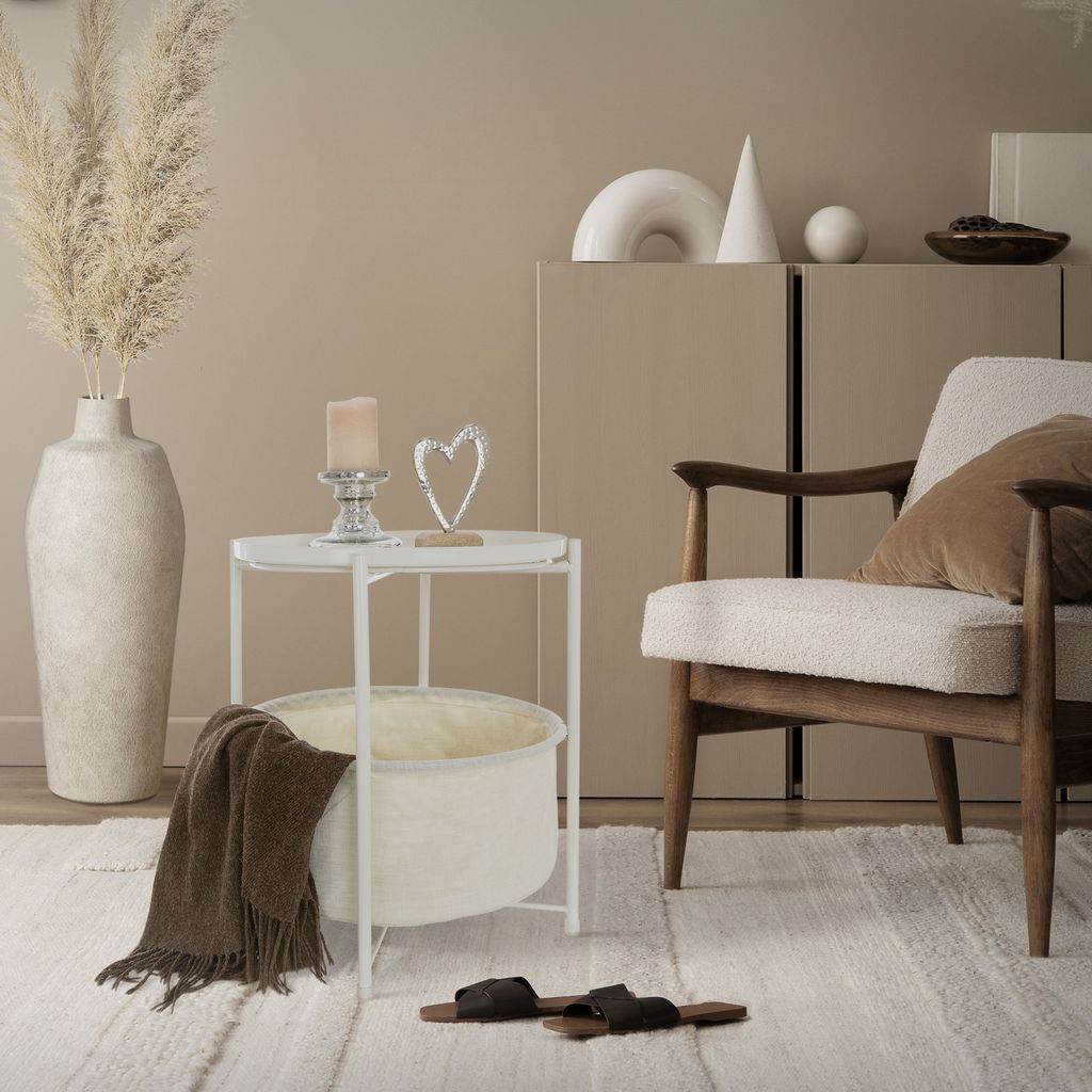 ML-Design Beistelltisch rund mit Stoffkorb & abnehmbarer Produktbild 7
