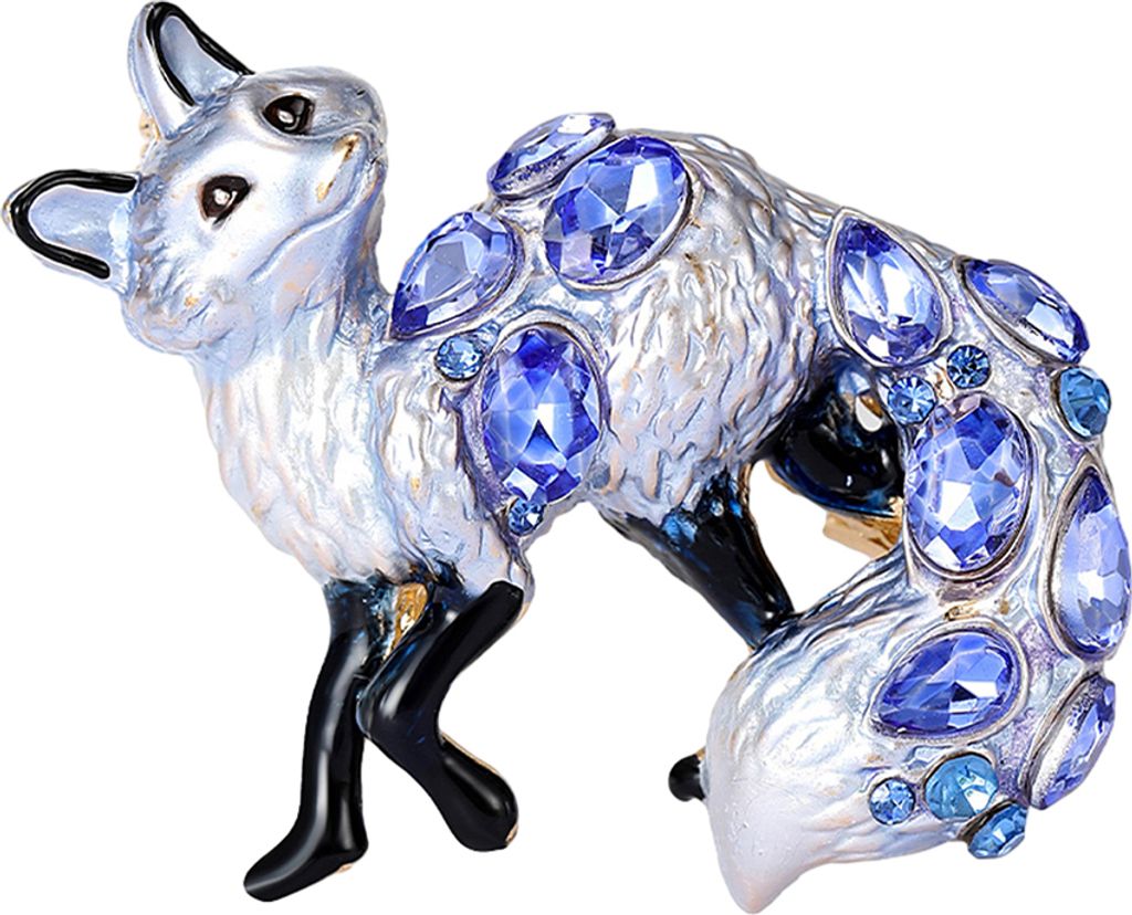 Lebendige Fuchsform Brosche Glänzende Strasssteine Pin Frauen Schöne Emaille Tier Party Casual Abzeichen Kleidung Zubehör