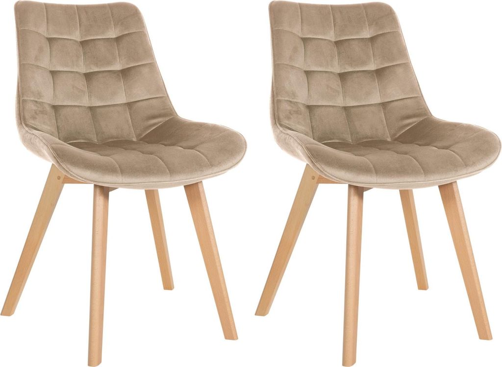CLP 2er Set Esszimmerstühle Brook mit Samtbezug braun Produktbild 