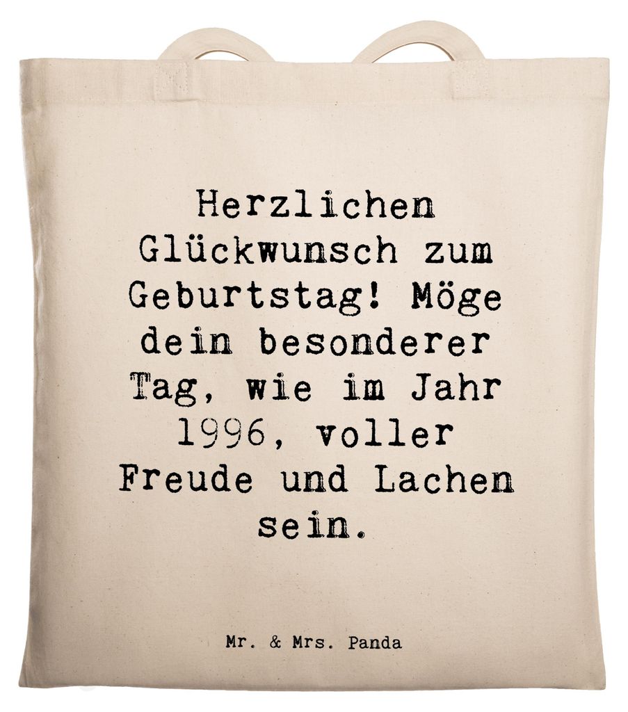 Mr. & Mrs. Panda Tote Bag Spruch 1996 Geburtstag Freude - Weiß - Geschenk, Uni Tasche, Geburtstagsgeschenk, Jutebeutel, Einkaufstüte, besondere A...