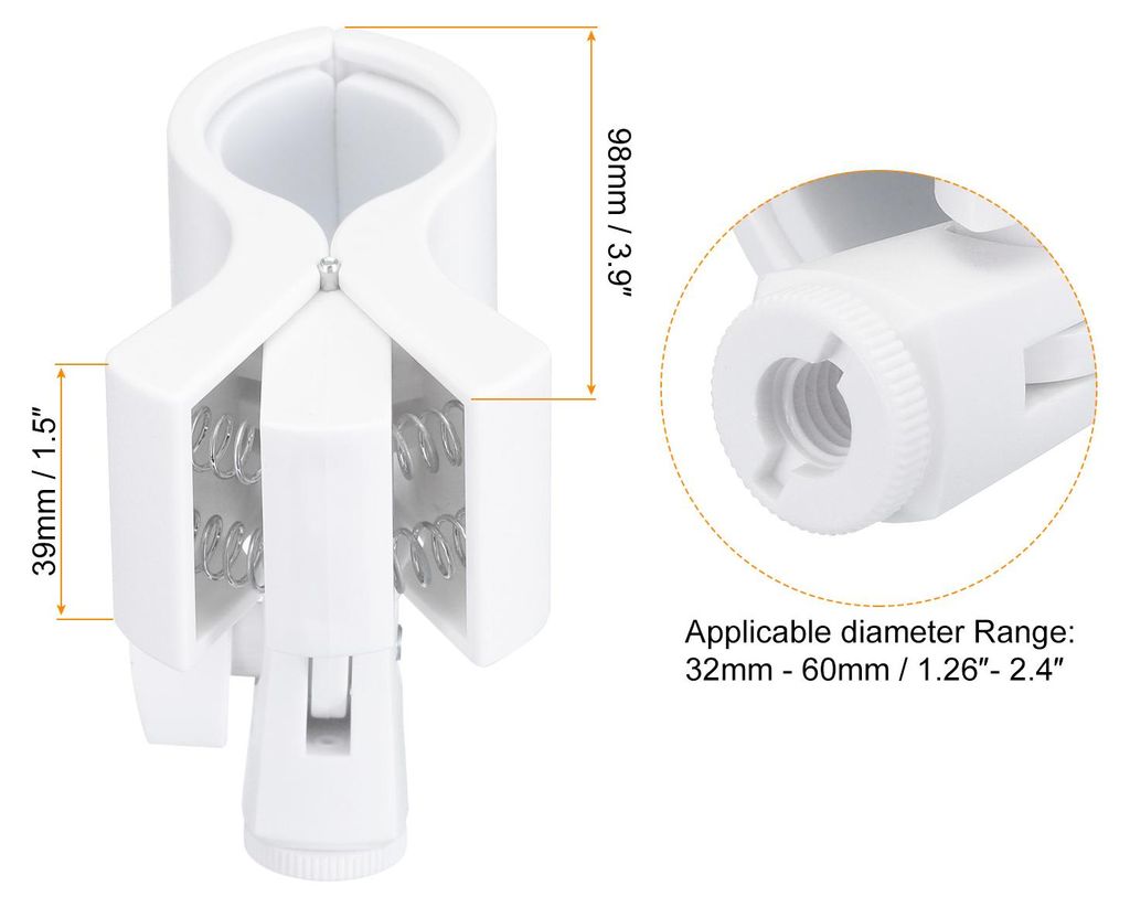 Mikrofonhalter O.D. 32mm - 60mm Kunststoff-Schnittstelle Mikrofon Halterung Clip mit 3/8 Kunststoff-Adapter fš¹r Kleines Mikrofon Wei? 1 Stš¹ck