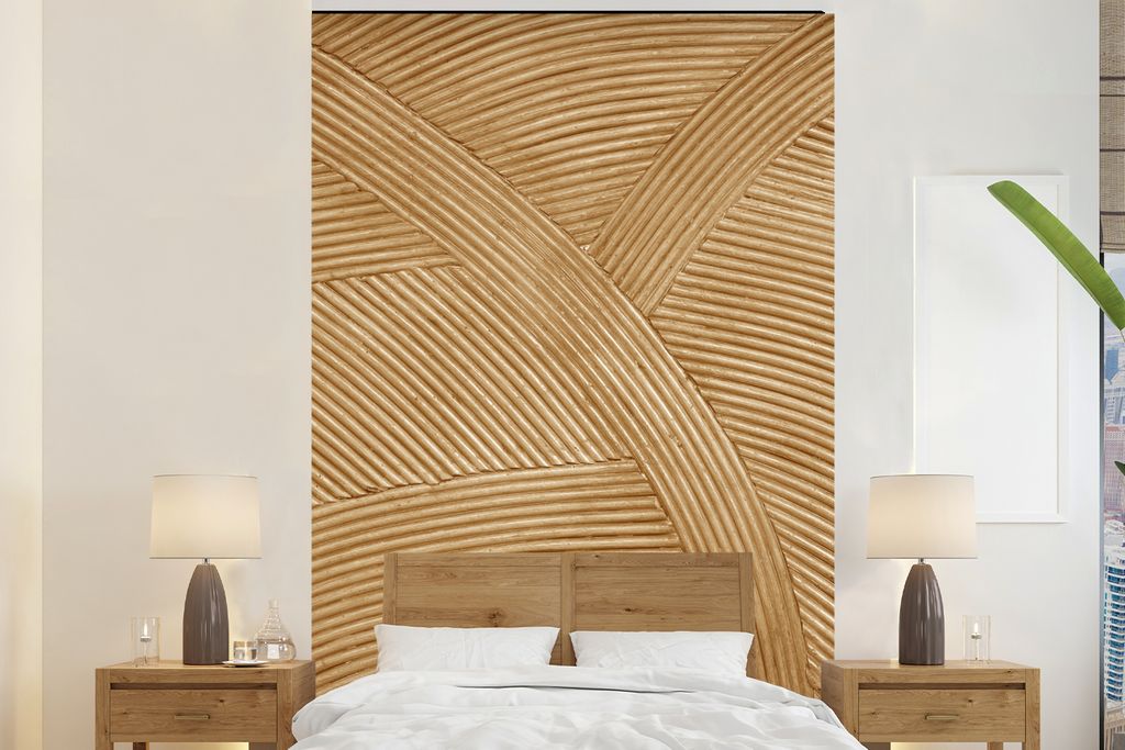 MuchoWow Fototapete für Wohnzimmer oder Schlafzimmer Wandtapete Vinyl Motivtapete Struktur - Natur - Kunst - Rattan - 225x350 cm - Schlafzimmer ...