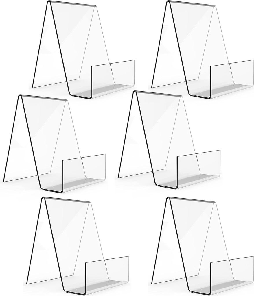 6er-Pack Acryl-Buchständer, durchsichtige Staffelei, dreieckige Unterstützung, multifunktionaler transparenter Displayhalter