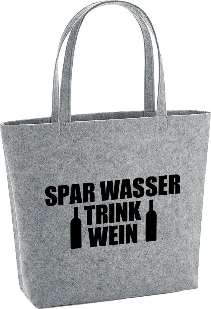Huuraa Filzshopper Spar Wasser Trink Wein Weinflasche 22 Liter Grey Melange Filztasche Geschenkidee