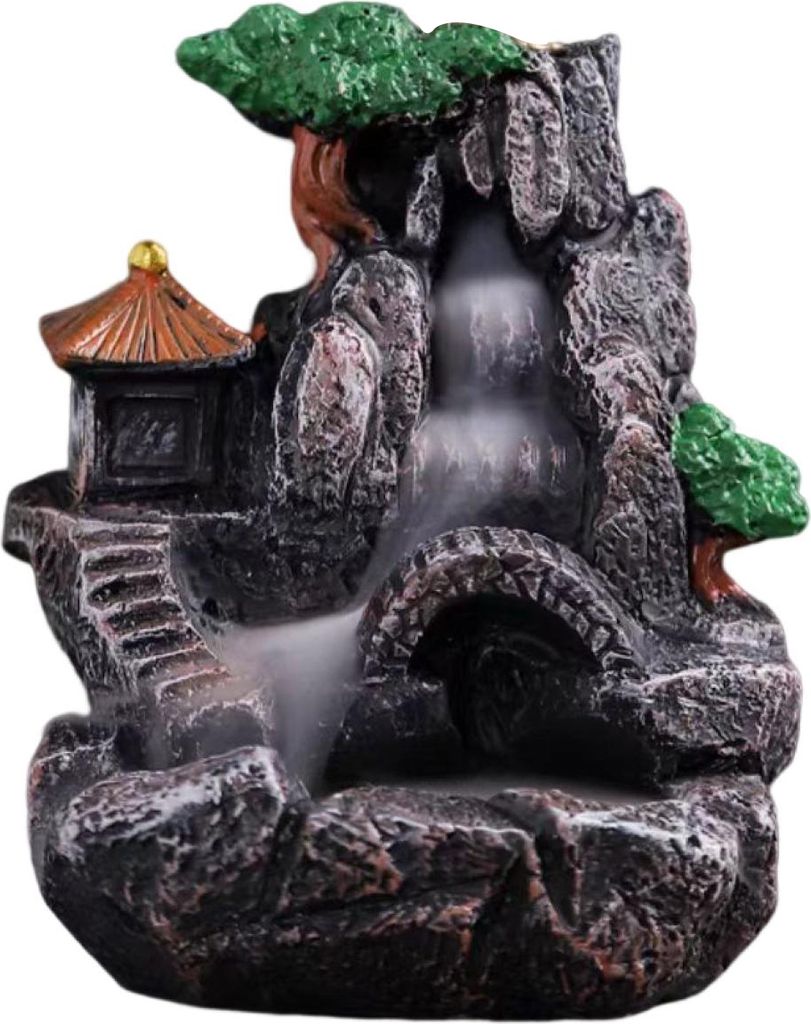 Rückflussbrenner, großer Trichter mit Loch, Rauch schnell heraus, exquisites geschnitztes Harz, Aromatherapie-Ornament, Retro-Bergwasserfall-Räu...