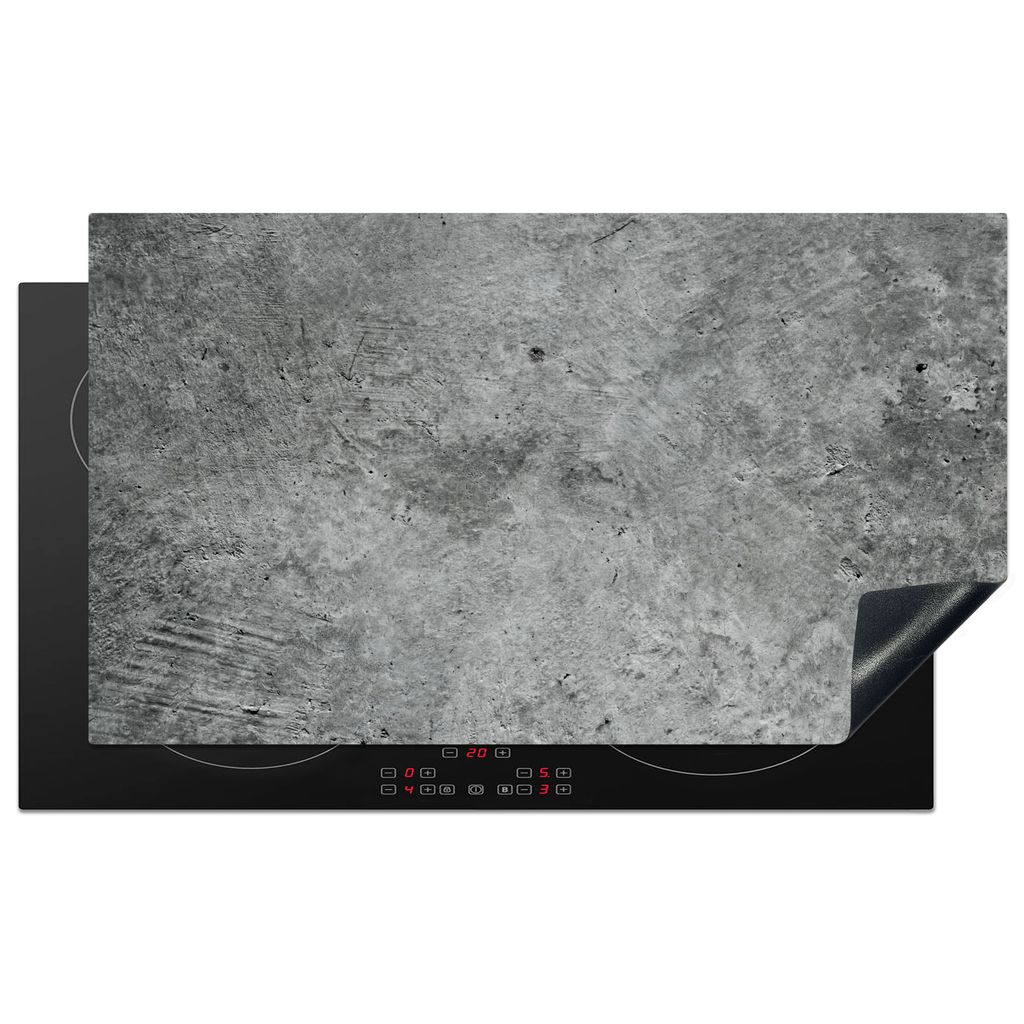 KitchenYeah Herdabdeckplatte Beton - Schiefer - Grau -Betonstruktur , 90x52cm, Küche Deko, Glaskeramikkochfeld Herdabdeckung, Abdeckplatte fùr ...