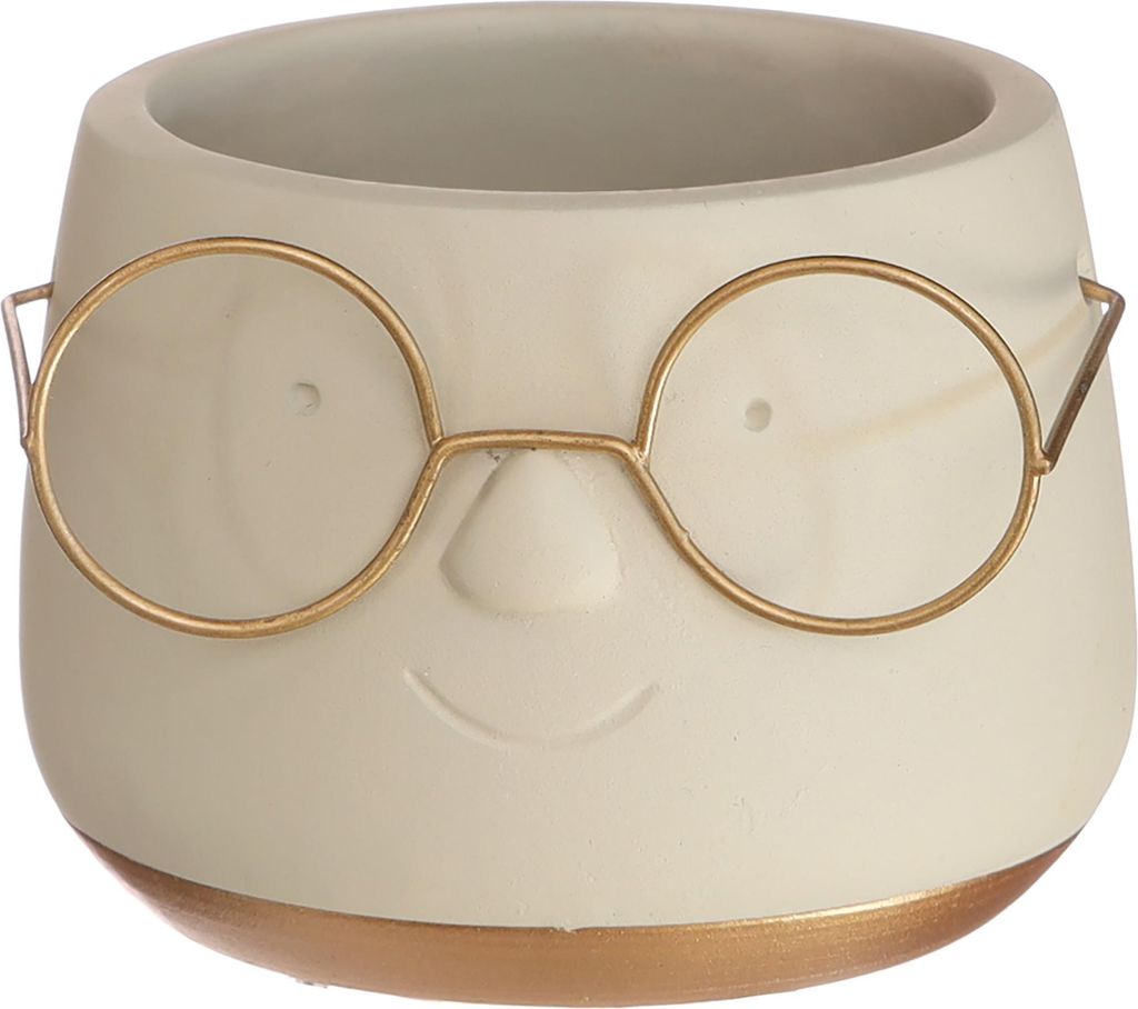 Blumenübertöpfe "Frieda" aus Keramik mit Brille mit Produktbild 