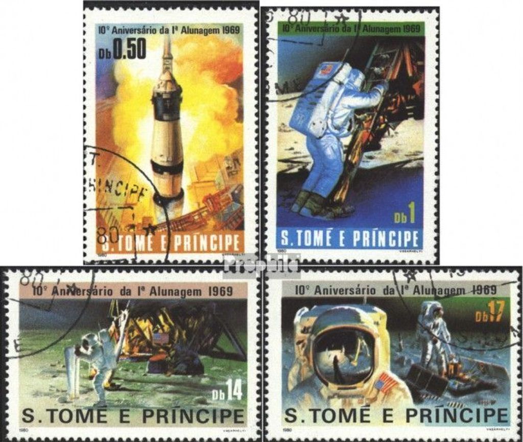 Briefmarken Sao Tome e Principe 1980 Mi 646-649 (kompl.Ausg.) gestempelt 10. Jahrestag der 1. Mondlandung
