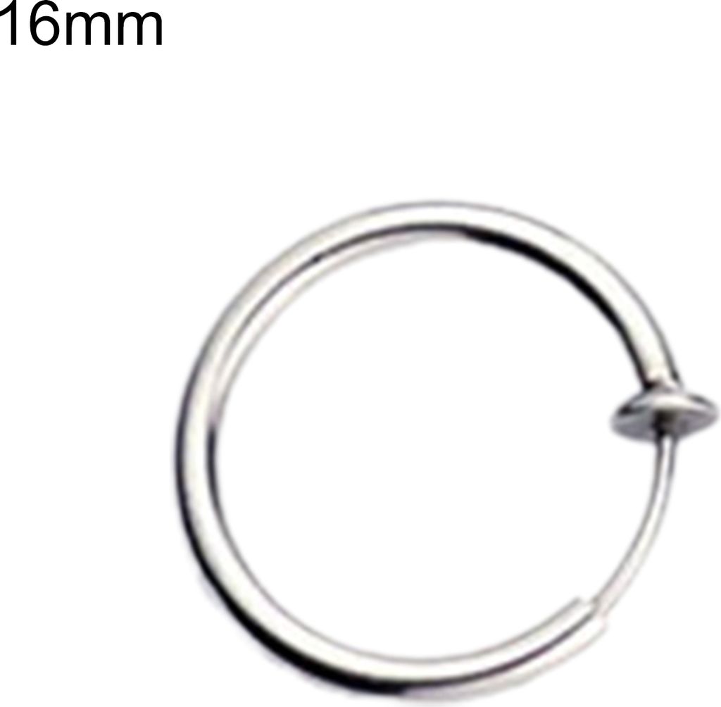 1-teiliger, cooler Uni-Ohrring, rund, nicht ohrdurchdringend, Creolen-Ohrring-Clip für den täglichen Gebrauch-Silber,16mm
