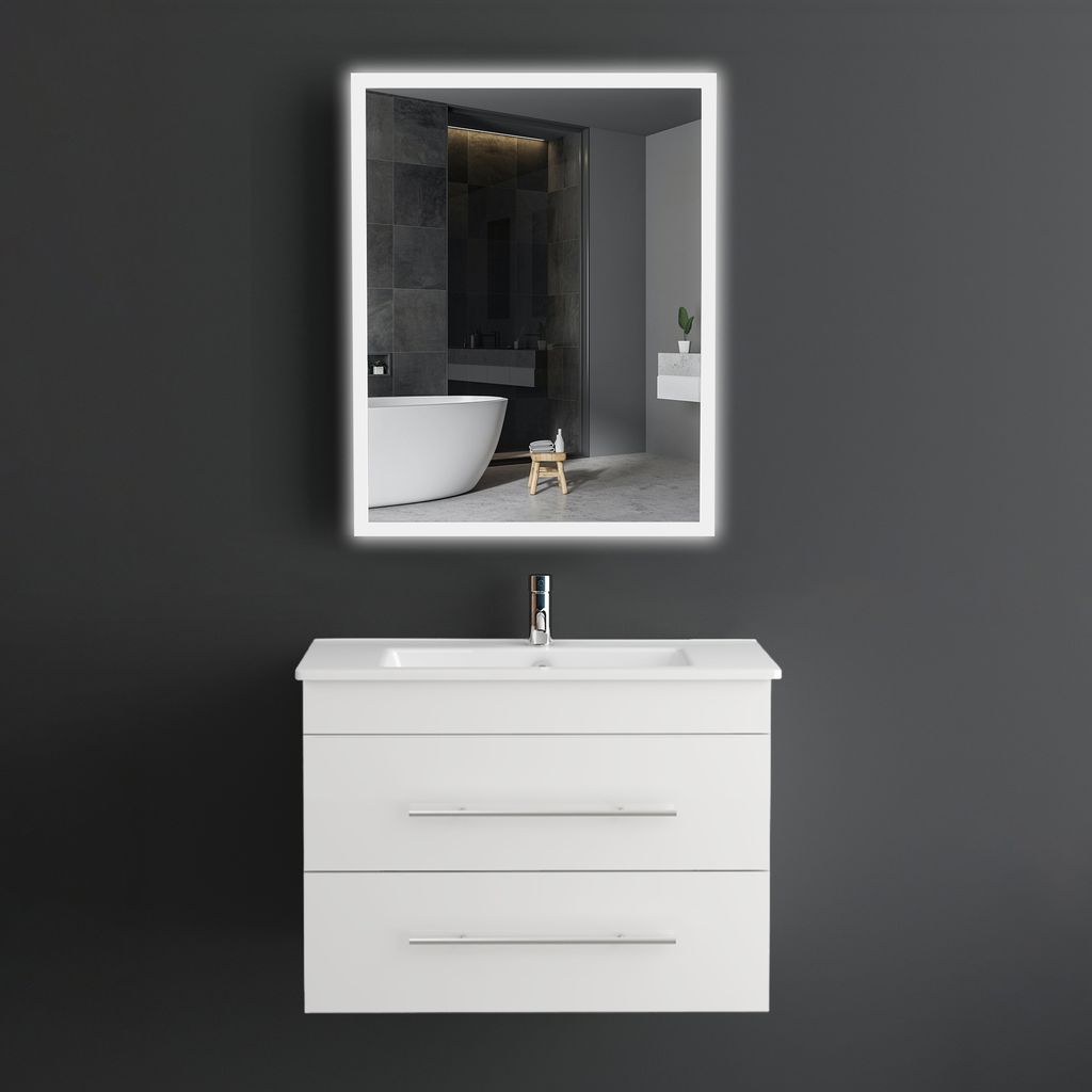 Alpenberger Waschbecken mit Unterschrank | Badezimmer Set 70 cm | Waschbecken mit Unterschrank und Spiegel | Badezimmerschrank mit Badspiegel | Bad...