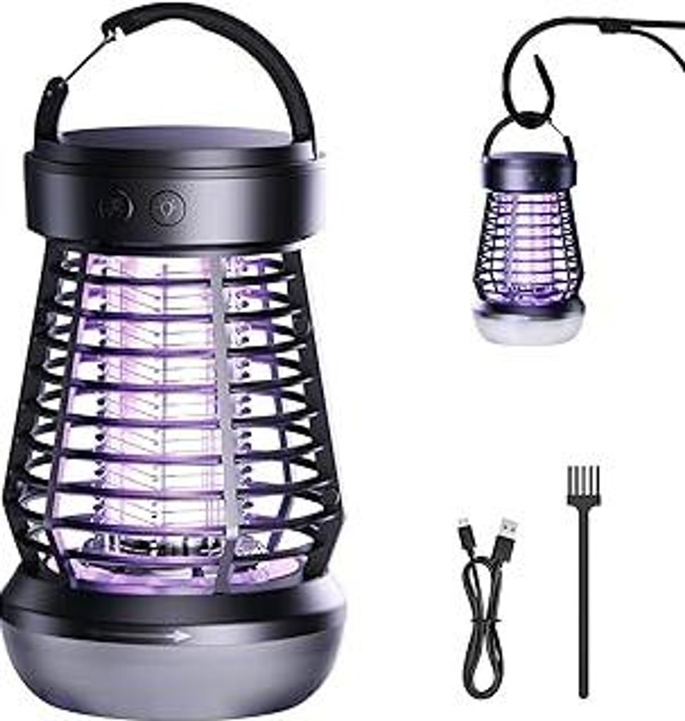 Insektenvernichter Elektrisch, Tragbare Insektenvernichter Mückenschutz, UV Elektrischer Mückenlampe mit LED Lampe Wasserdichter USB Wiederauflad...