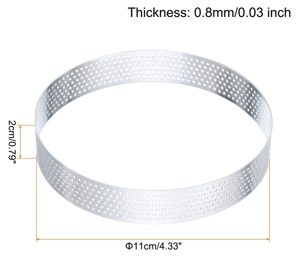 3 Stš¹ck Edelstahl Tortenringe 11cm Runder KuchenformPerforierte fš¹r die Kš¹che zu Hause Lebensmittel K?seherstellungswerkzeug, Silber