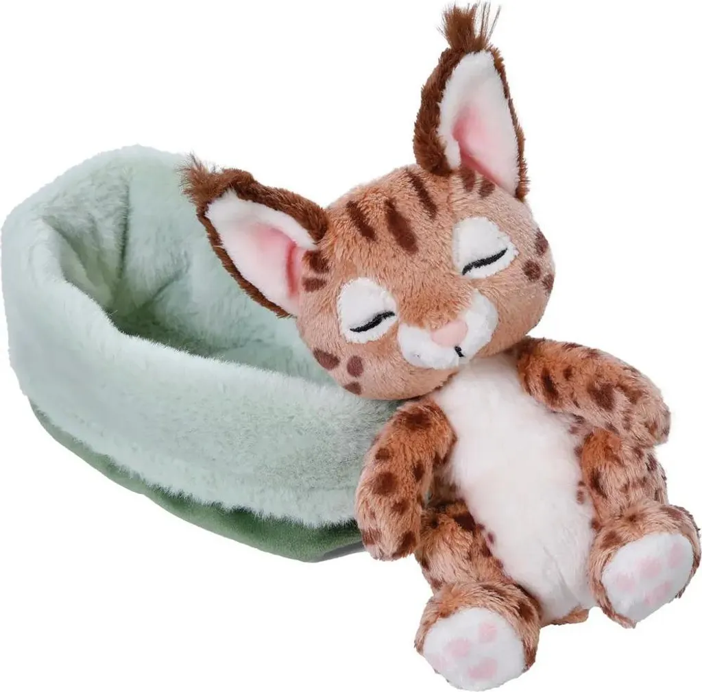 Jouet Peluche Karakal pour Sommeil Bébé NICI GREEN dans Panier Vert