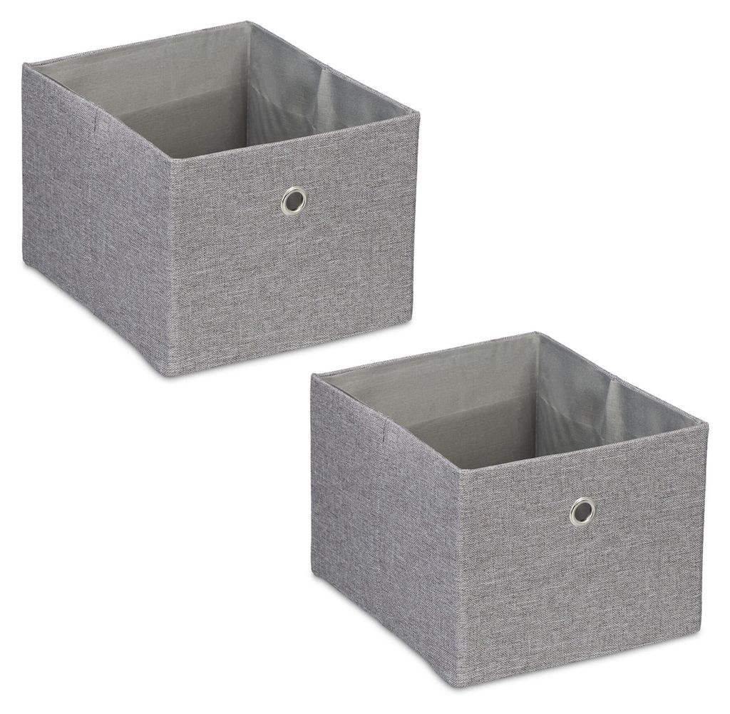 Relaxdays Opbergbox, kleine opbergdoos van stof, set van 2, Productafbeelding 