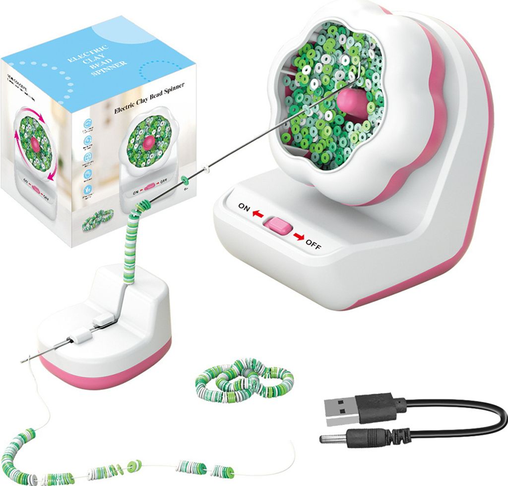 Elektrischer Perlenspinner zur Herstellung von Armbaendern šC Automatisches Perlenspinner-Set aus Ton zur Schmuckherstellung mit Perlenschale / 3 ...