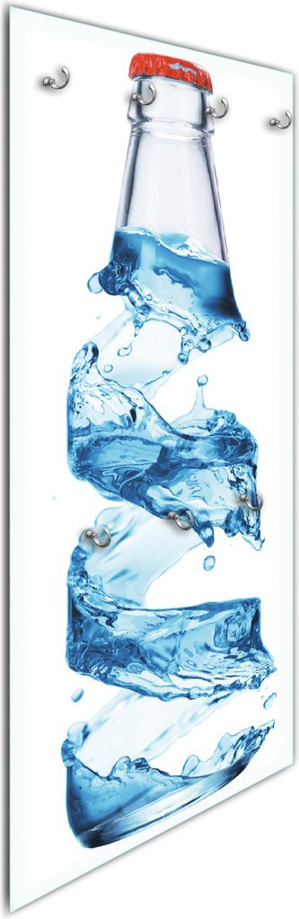 Wallario Flurgarderobe Wandgarderobe aus Glas, mit 7 Haken, Größe 50 x 125 cm, Motiv Strudel in der Wasserflasche