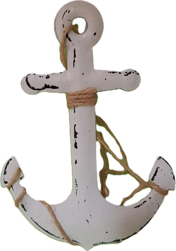 Anker Anhänger aus Metall mit Juteband Weiß 15cm