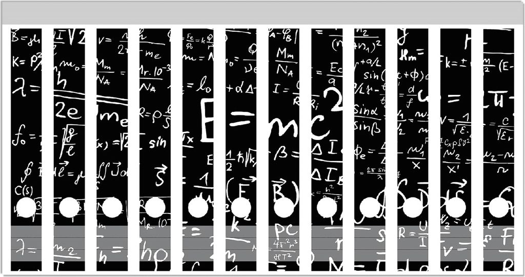 Wallario Ordnerrücken Sticker, selbstklebend für schmale Ordner, 12 Stück, Motiv Mathematische Formeln Relativitätstheorie