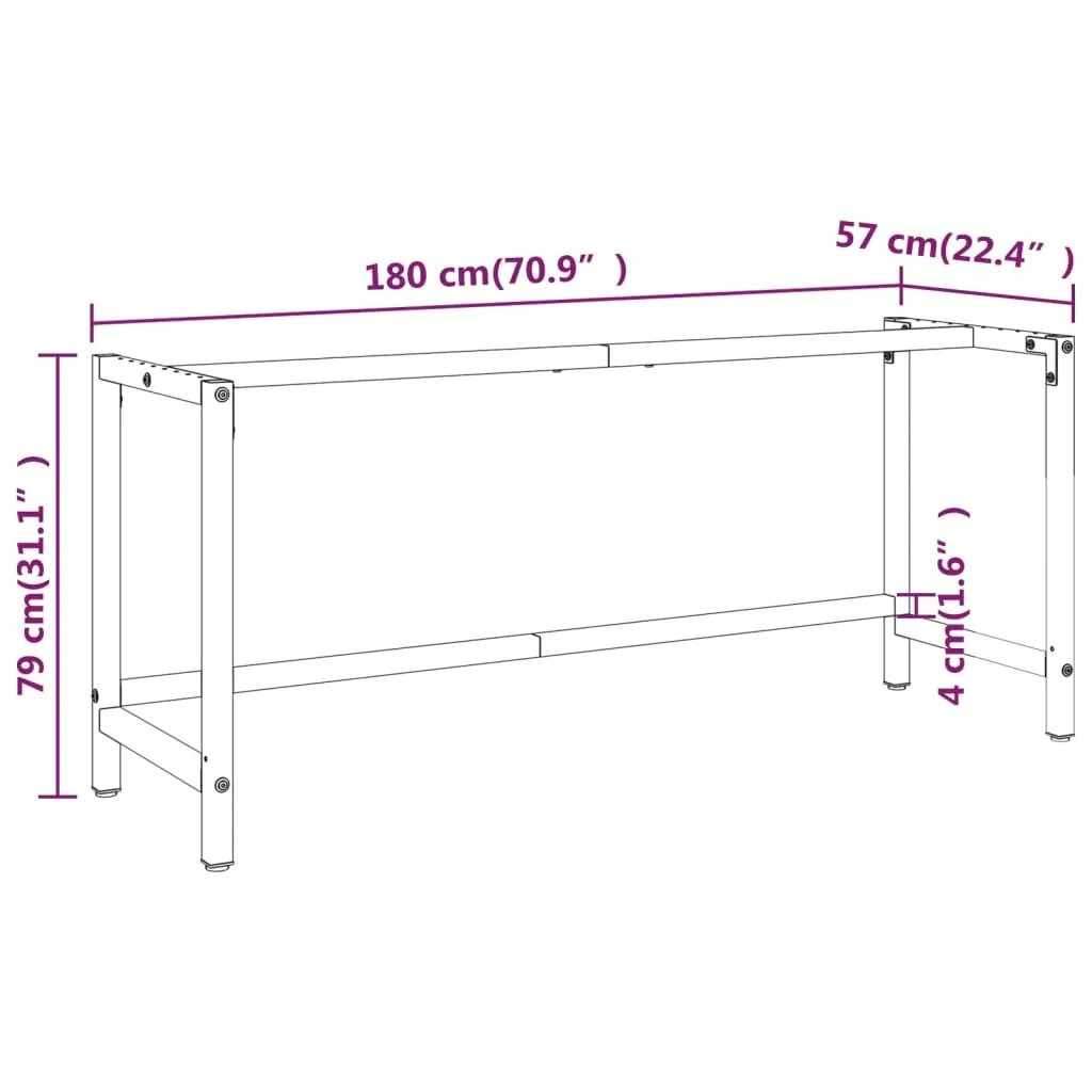 Bâti d'établi en métal bicolore 180 cm - Structure stable et durable