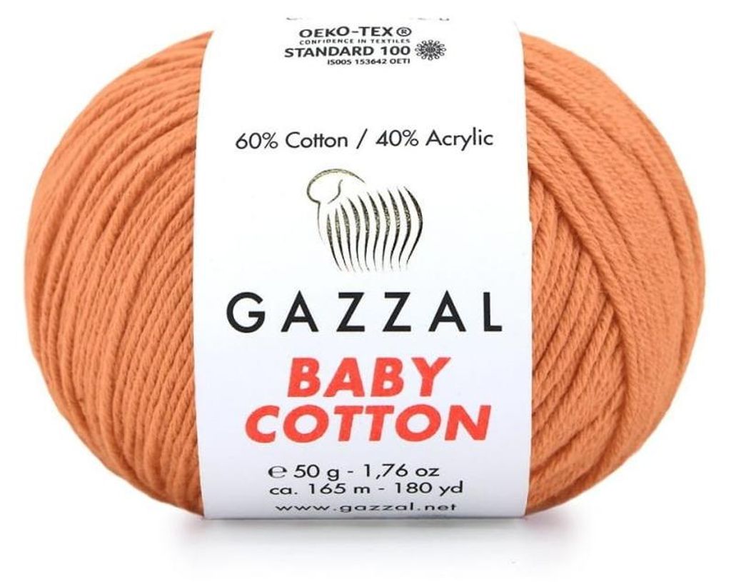 Włóczka Gazzal Baby Bawełna 3465 - kolor "Brzoskwinia" - do Zdjęcie produktu 