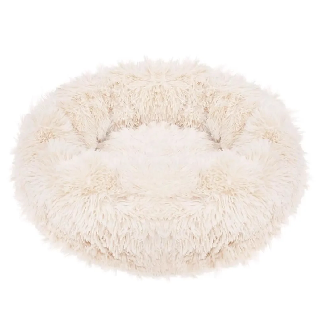 Lit pour Chien et Chat Ø 80 cm - Panier Beige Idéal pour Grand Sommeil