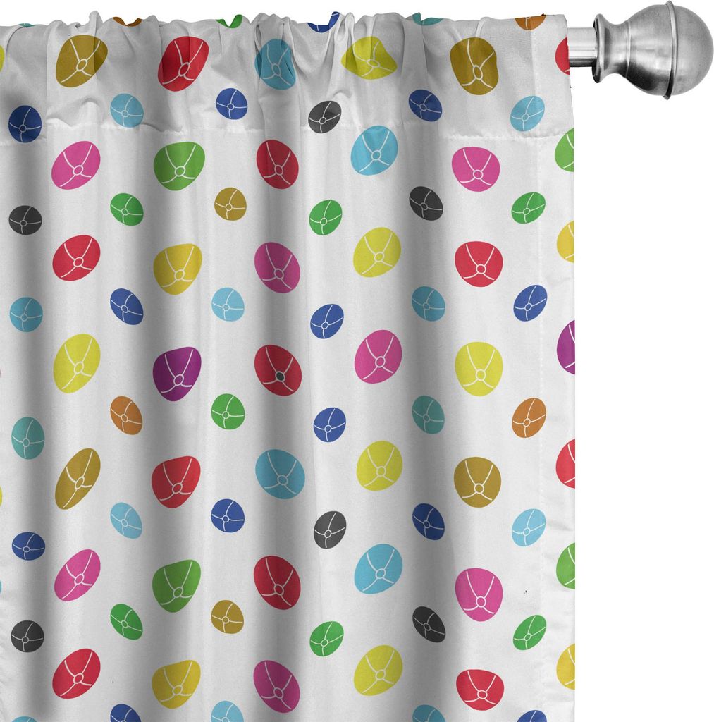 ABAKUHAUS Bunt Vorhänge, Gardinen, Die Wiederholung Kleine und größere Kugeln auf einem einfachen Hintergrund Play Time Elements, 2 Stück 75 x ...