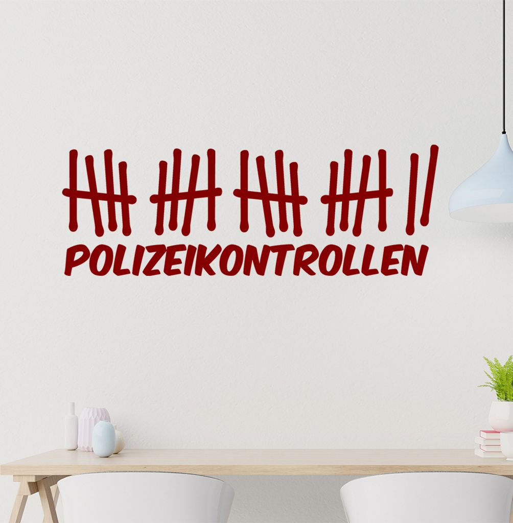 Polizeikontrollen Wandtattoo in 6 Größen - Wandaufkleber Wall Sticker - Dekoration, Küche, Wohnzimmer, Schlafzimmer, Badezimmer