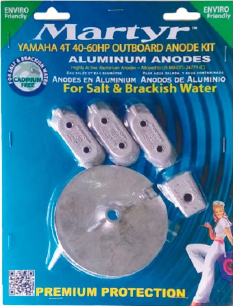 Anode Martyr Aluminium pour Moteurs Yamaha et Mariner 4T 40-60 CV Argent