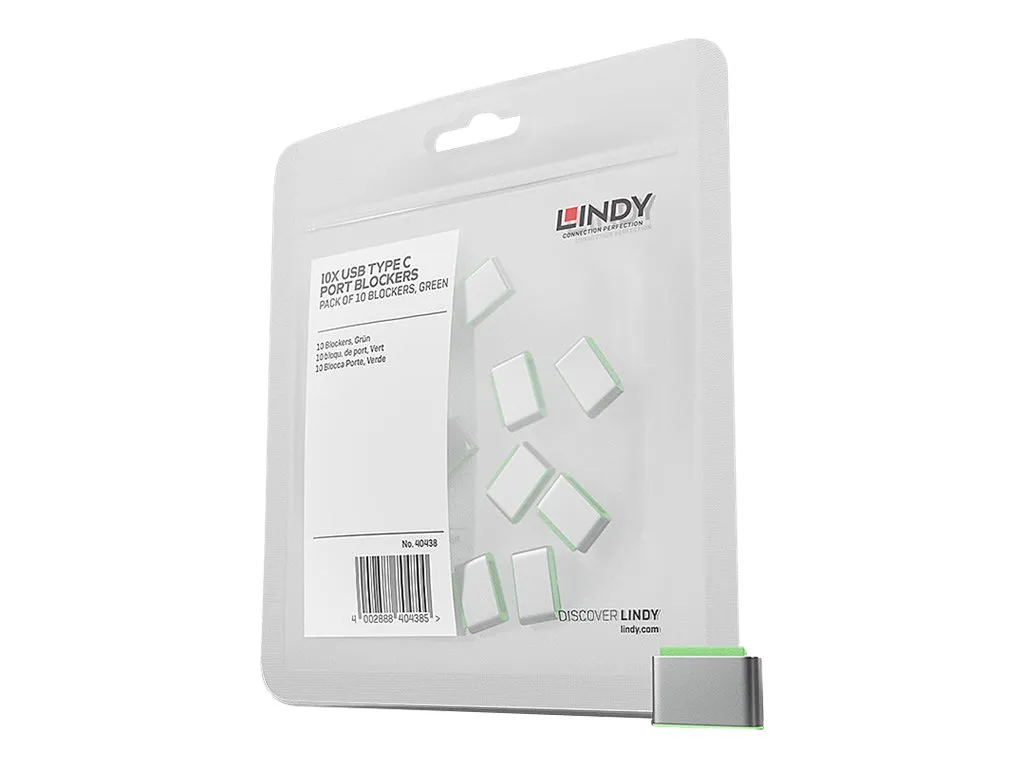 Lindy Bloqueurs de Port USB Type C Verts - Pack de 10 Sans Clé 40432