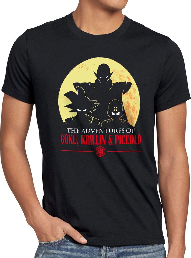 style3 The Adventures of Goku Krillin and Piccolo Herren T-Shirt, Größe:4XL, Farbe:Schwarz
