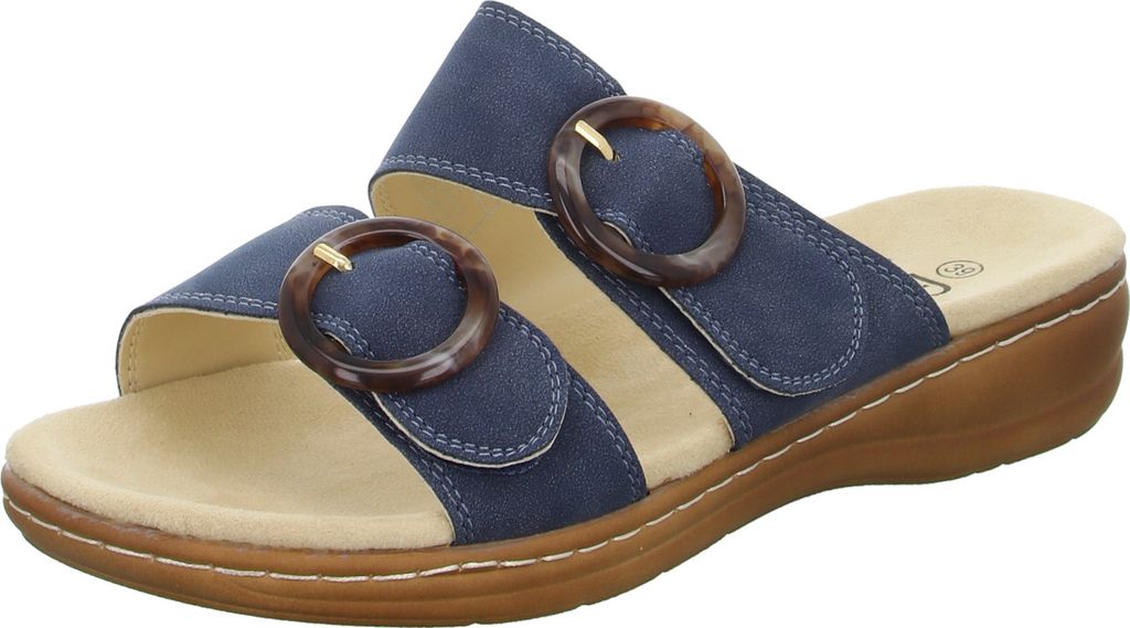 Alyssa Damen-Pantolette Blau-Braun, Farbe:blau, EU Größe:38