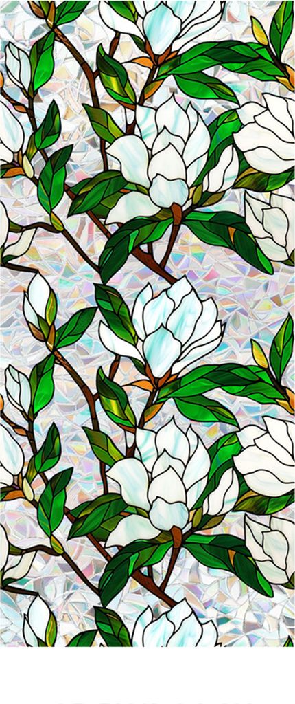 Sichtschutzfolie für Fenster mit Blumenmotiv, doppelseitig, Buntglas, Regenbogen-Fensterfolie, Sonnenschutz, statische Abdeckung, Haftaufkleber, d...