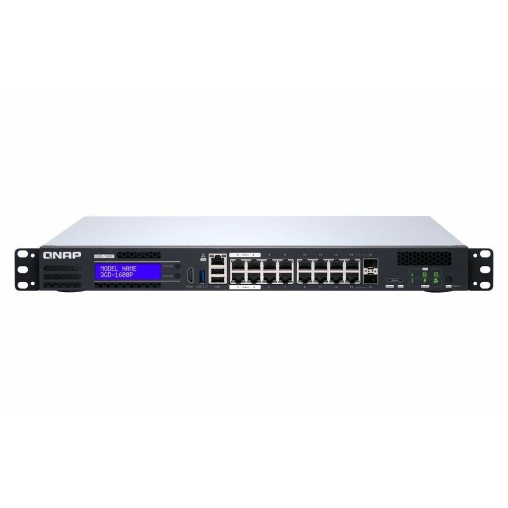 QNAP QGD-1600 - Switch - Smart - 4 x 10/100/1000 (PoE++) + 10 x 10/100/1000 (PoE+) + 2 x Kombinations-Gigabit-SFP (PoE+) - an Rack montierbar - AC