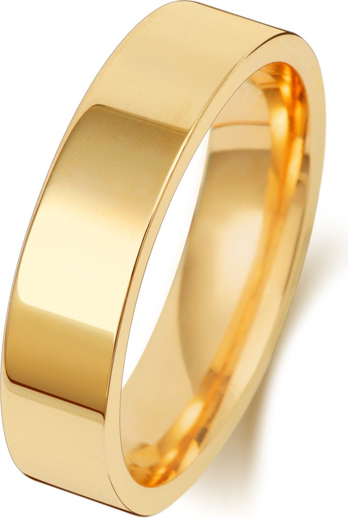 18 Karat (750) Gold 5mm Flach Court Form Herren/Damen - Trauring/Ehering/Hochzeitsring, 57 (18.1); TRS1899618KYRSP