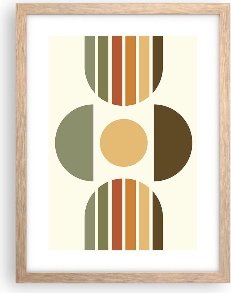Gerahmtes Poster - Rahmen in heller Eiche - Modern gemustert minimalistisch - 30x40 cm - Wand Bild - Wanddeko - Wandbilder - Kunstposter - Wandpost...