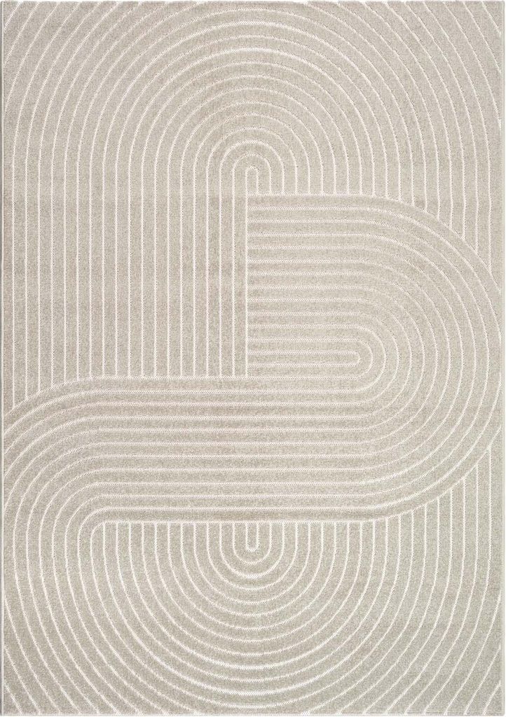 In- und Outdoorteppich - 80 x 150 cm - Beige - tolles Japandimuster
