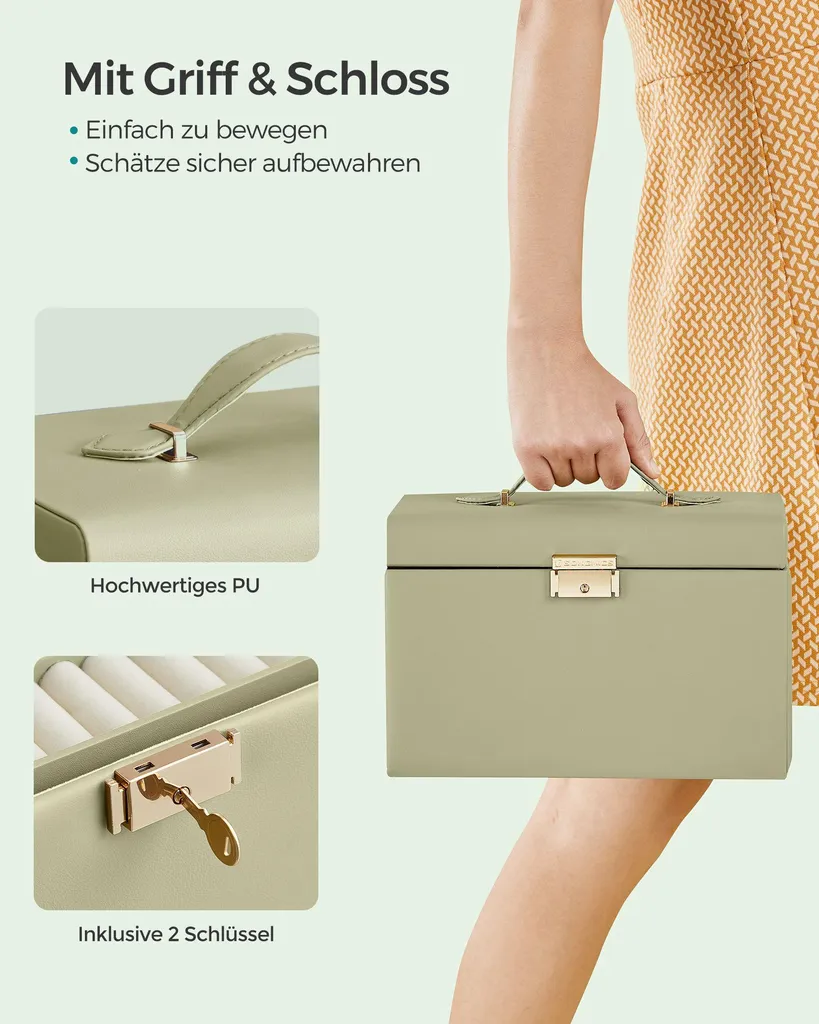Rangement bijoux 3 niveaux vert laurier - Idéal pour coiffeuse et table - 5