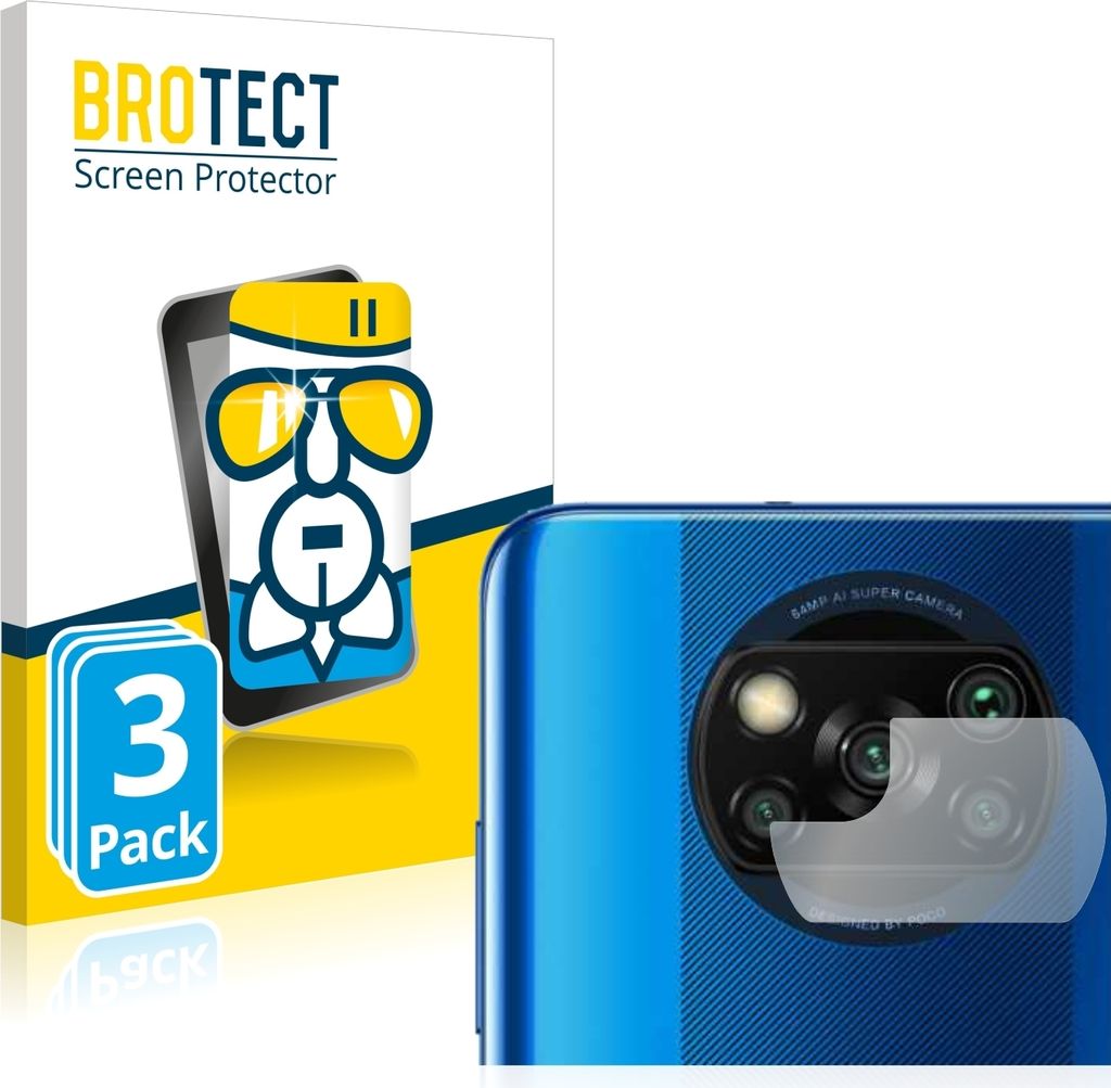 3x BROTECT Schutzglas für Xiaomi Poco X3 NFC (NUR Kameraschutz) Schutzfolie Panzer Folie Glas Display Schutz klar