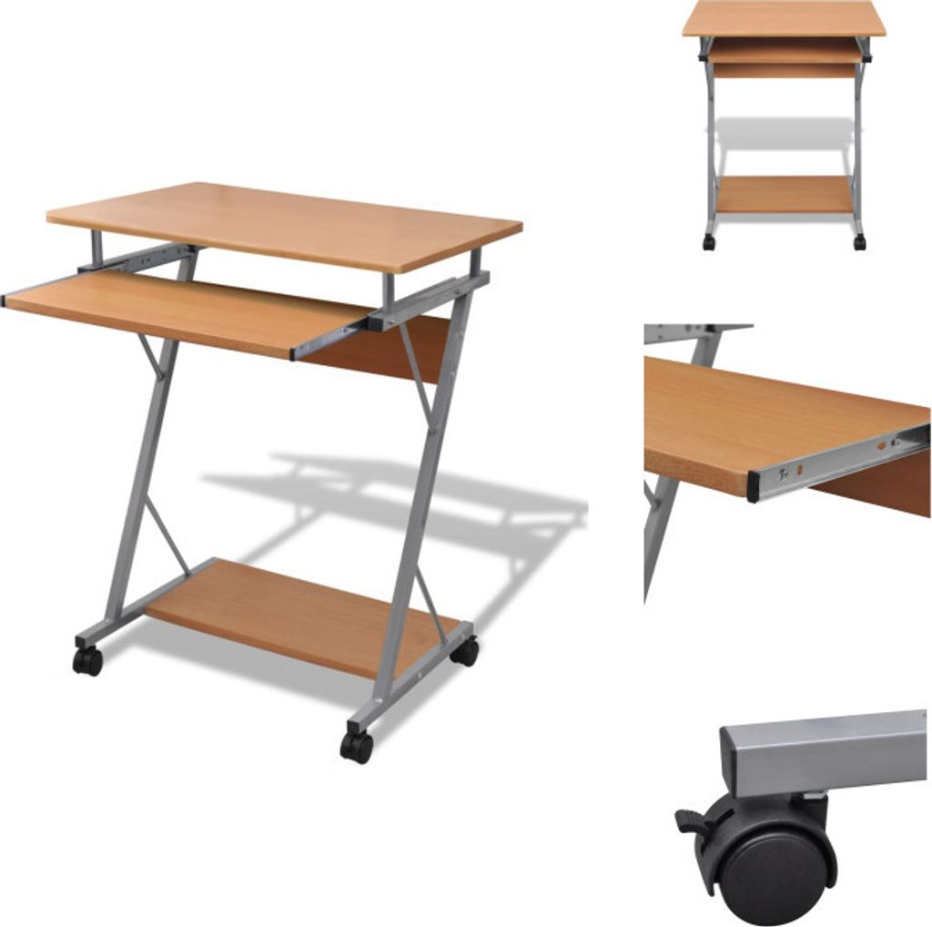 Computertisch Computerwagen PC Tisch Bürotisch Laptop auf Rollen braun - Schreibtische