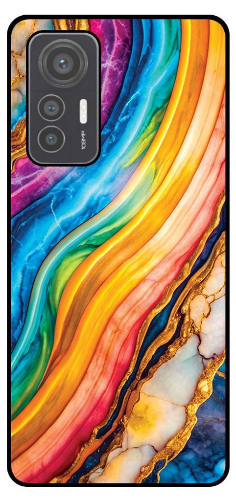 Smartphonica Telefon Fall geeignet für Xiaomi 12 Lite mit Regenbogen Gold Marmor Print - TPU Backcover Fall Regenbogen Gold Marmor Design