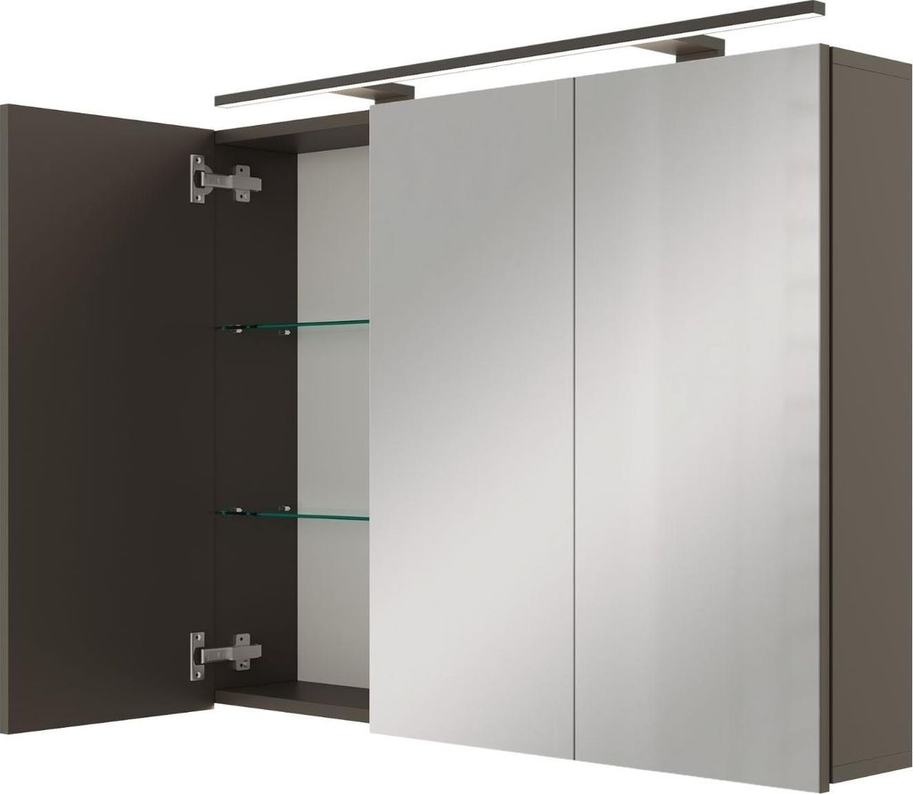 Planetmöbel ARIA Spiegelschrank für das Bad 90 cm mit Beleuchtung und Steckdose Anthrazit