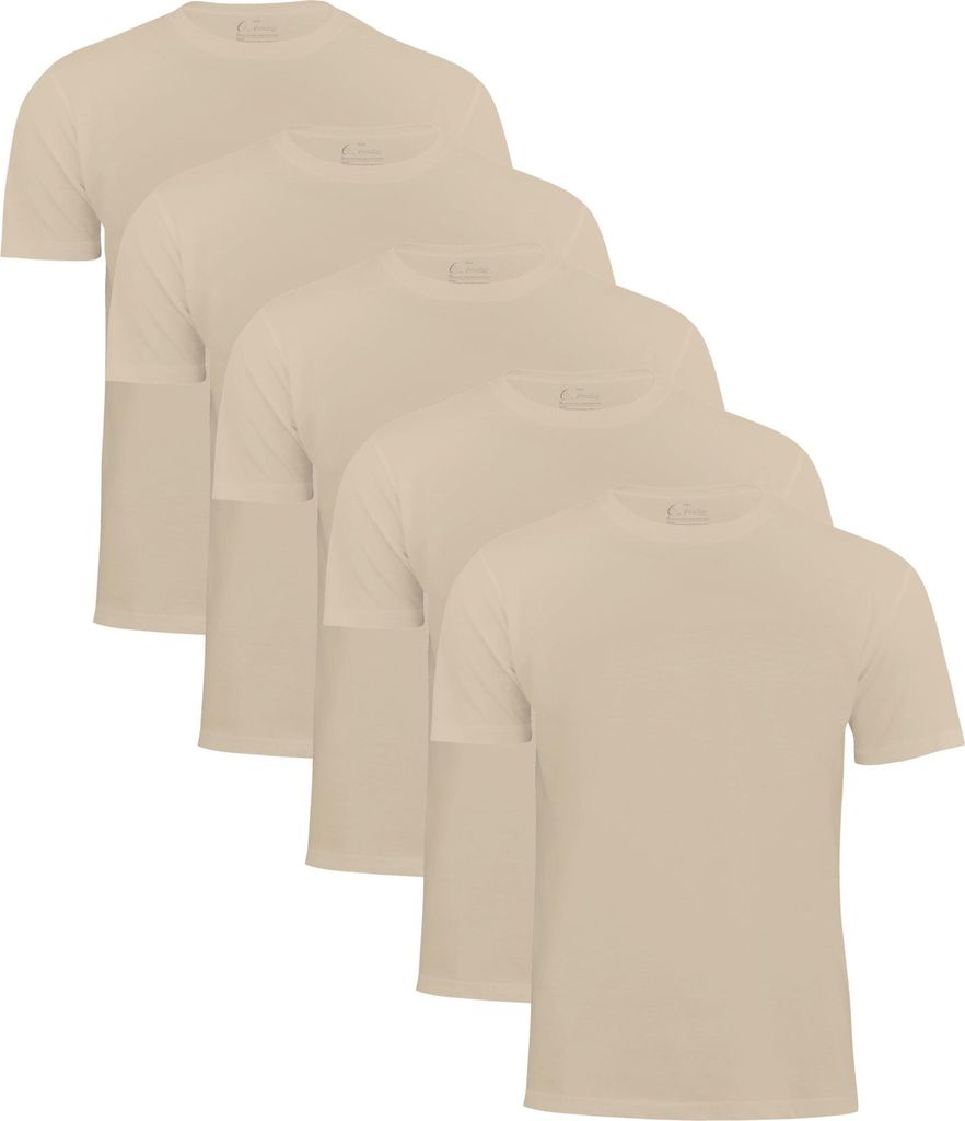 Cotton Prime 5er Pack T-Shirt Basic O-Neck M Beige