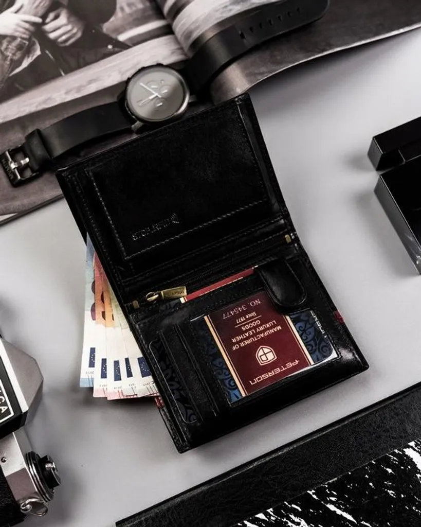Portafoglio Verticale Peterson RFID - Vera Pelle e Sicurezza Contactless - 9
