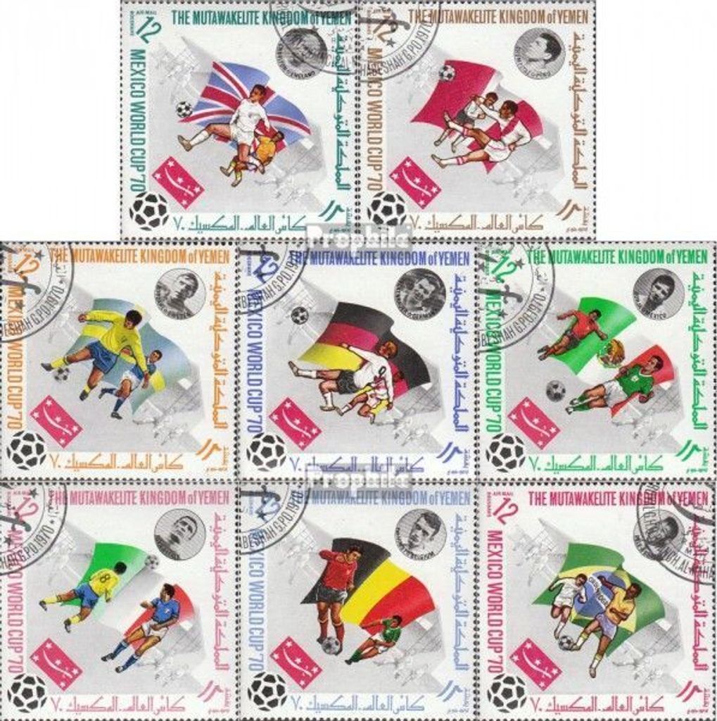Briefmarken Jemen (Königreich) 1970 Mi 979A-986A (kompl.Ausg.) gestempelt Fußball-WM 1970, Mexiko