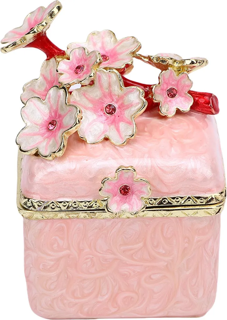 Boîte à bijoux en métal vieilli Rosy avec gravures style vintage