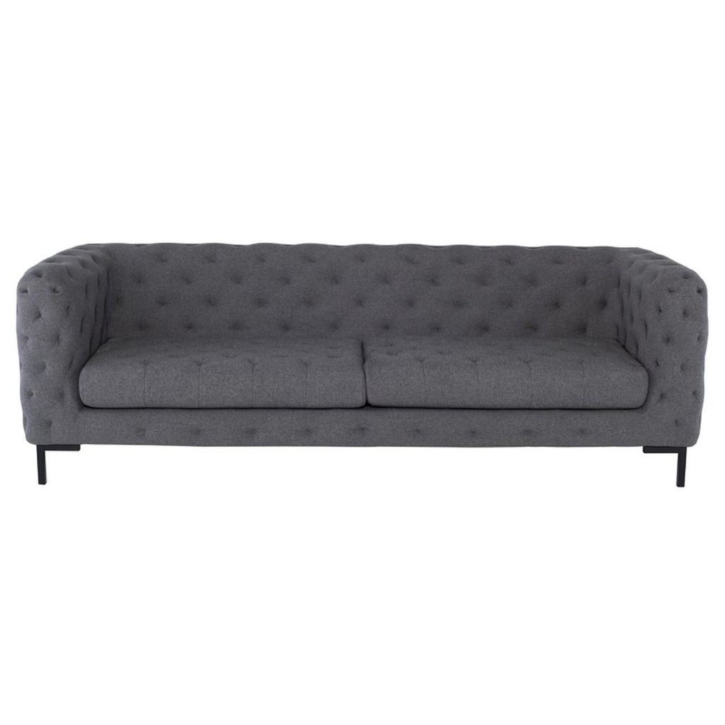 Graue Chesterfield Sofa Couch Polster Stoff Leder Couchen Textil Garnitur Modern