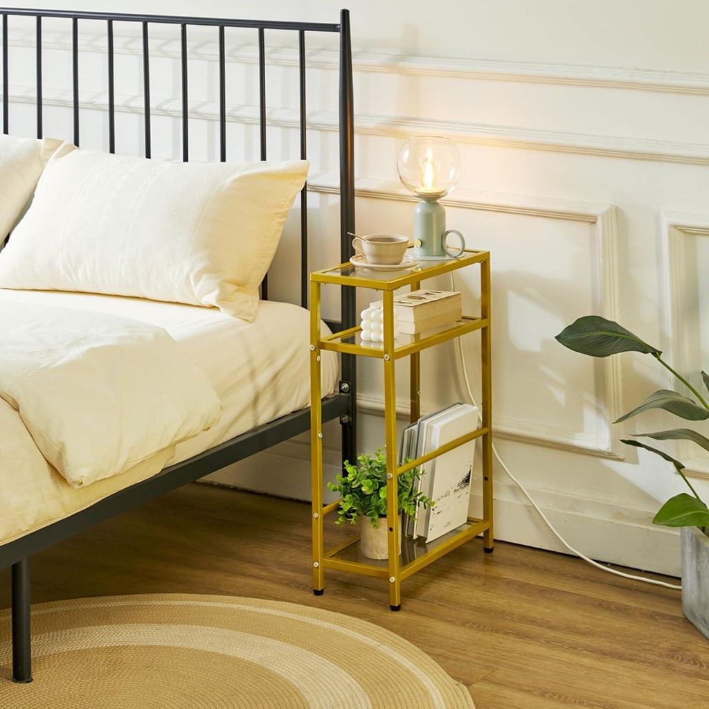 Kompakte Glastisch mit Stauraum für kleine Räume