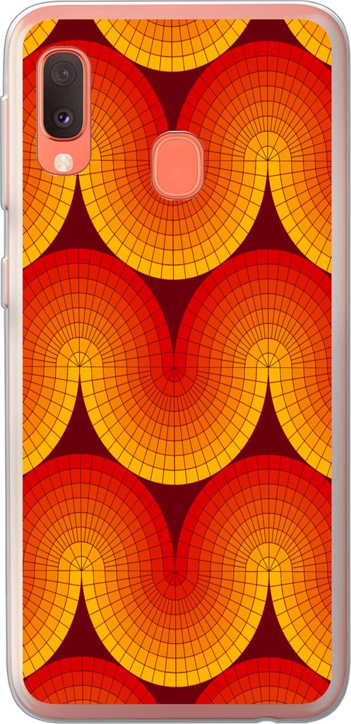 MuchoWow Handyhülle Schutzhülle Hülle für Telefoonhoesje Samsung Galaxy A20e Design - Retro - Rot - Abstrakt Silikon Softcase Handy Hülle - ...
