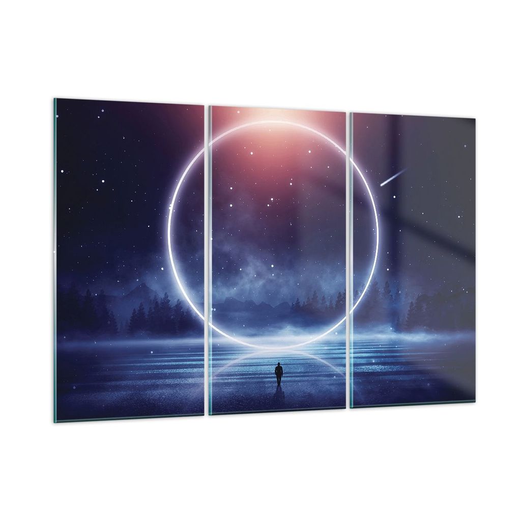 Bilder auf glas - 3 Teile - Fantasie Ring Kosmos - 105x70cm - Glasbilder - Wandbilder - Bilder - zum Aufhängen bereit - Wanddekoration aus Glas - ...