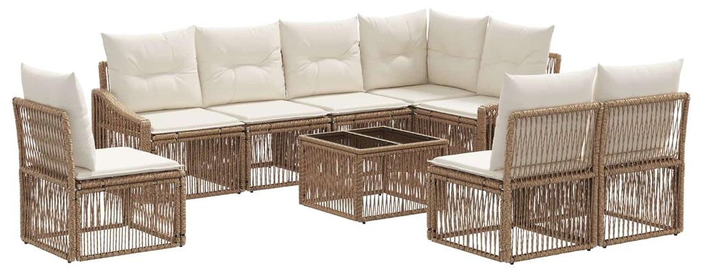 Gartensofa-set 9 pcs Beige Poly-Rattan